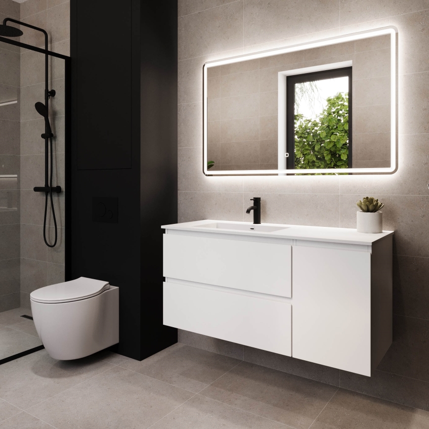 Meuble de salle de bains avec lavabo HELSINKI 115 cm gauche/blanc