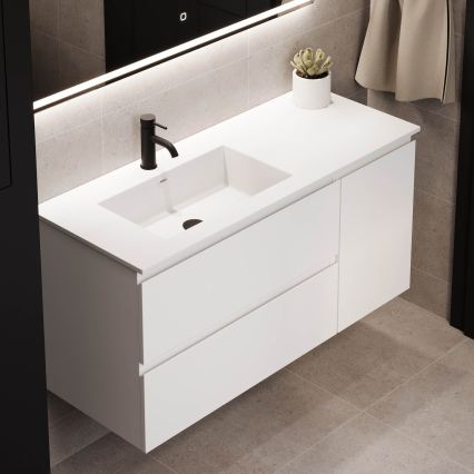 Meuble de salle de bains avec lavabo HELSINKI 115 cm gauche/blanc