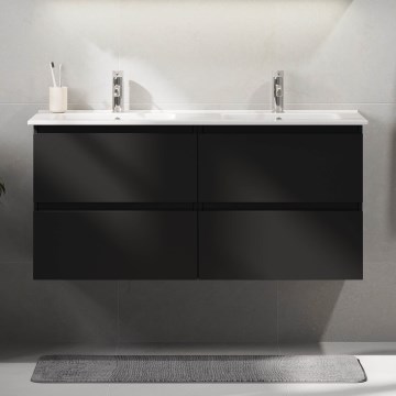 Meuble de salle de bains avec lavabo HELSINKI 120 cm noir