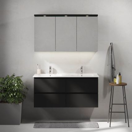 Meuble de salle de bains avec lavabo HELSINKI 120 cm noir