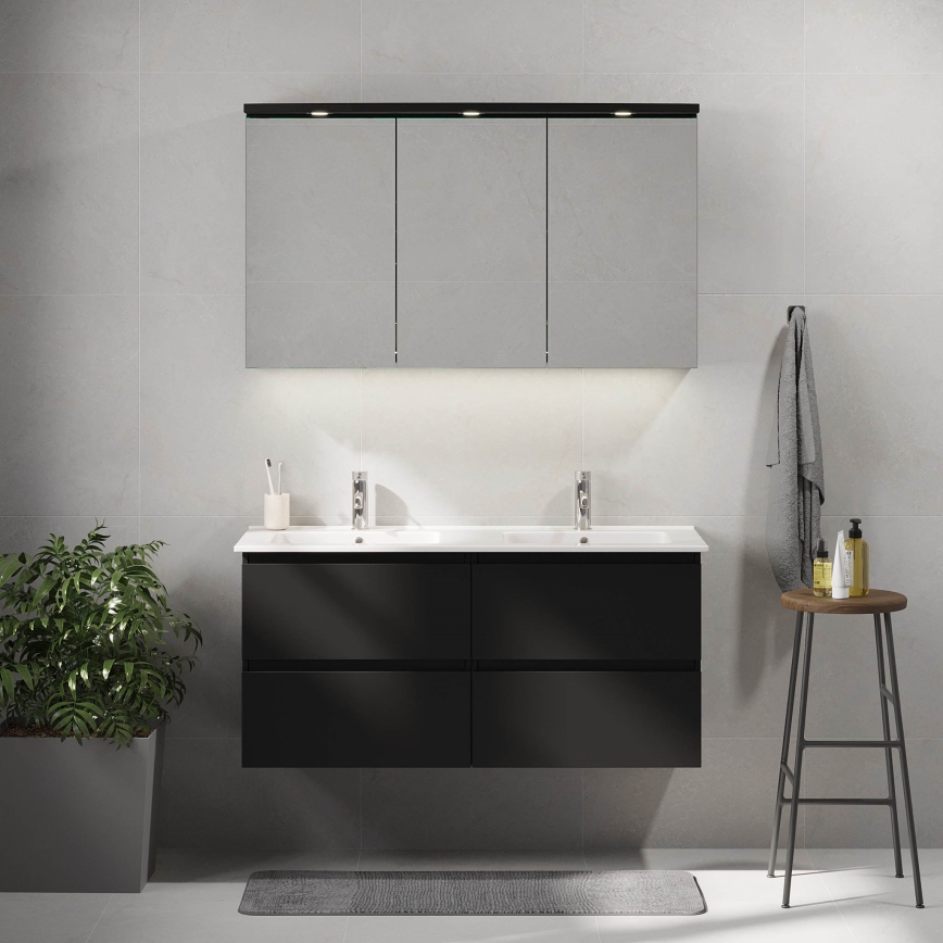 Meuble de salle de bains avec lavabo HELSINKI 120 cm noir