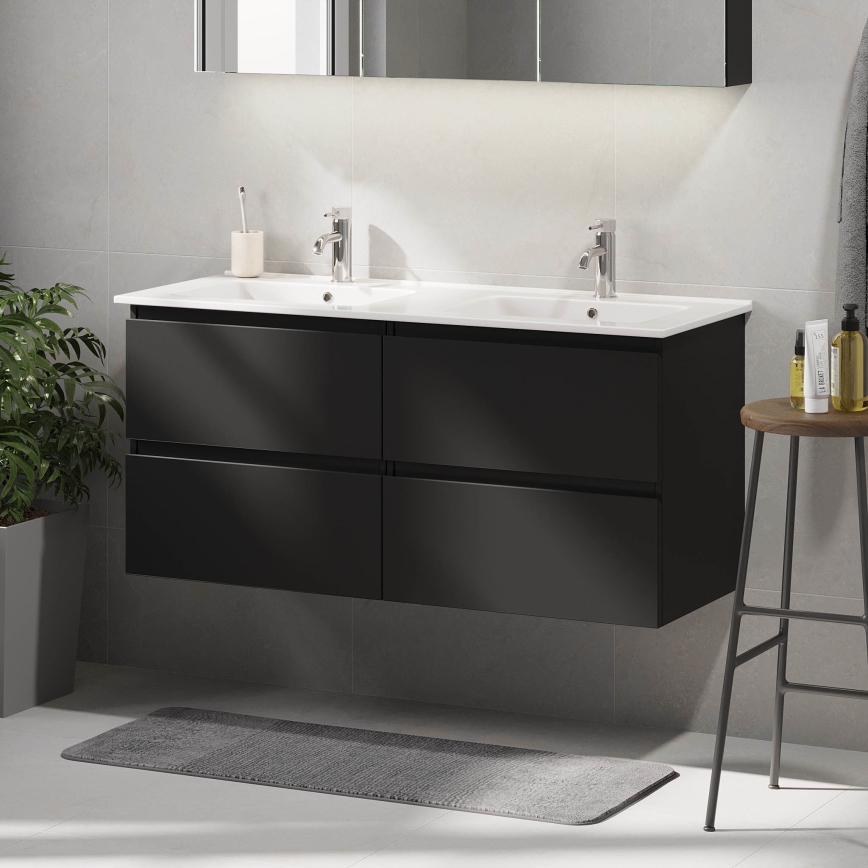 Meuble de salle de bains avec lavabo HELSINKI 120 cm noir