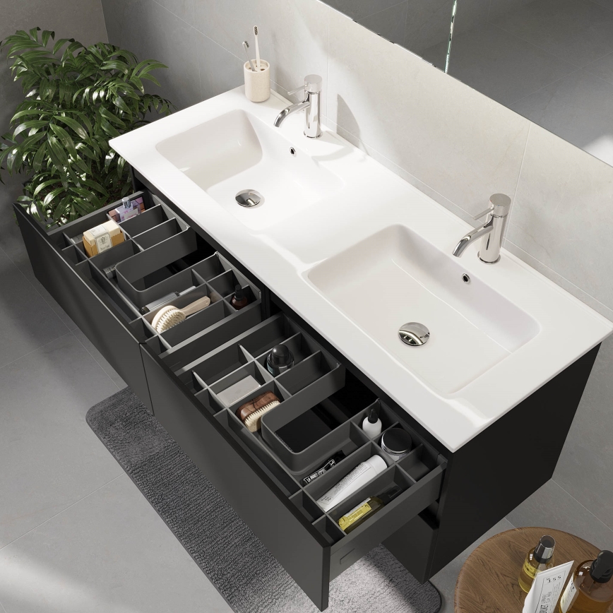 Meuble de salle de bains avec lavabo HELSINKI 120 cm noir