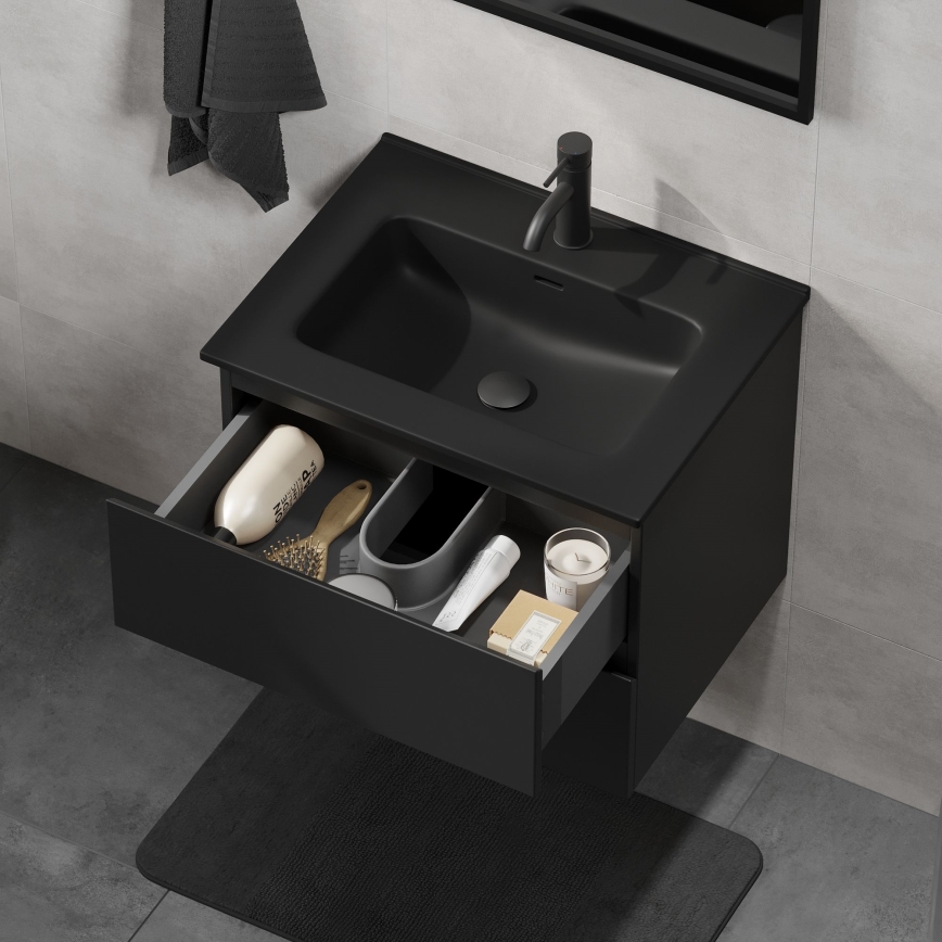 Meuble de salle de bains avec lavabo KENWOOD 61 cm noir