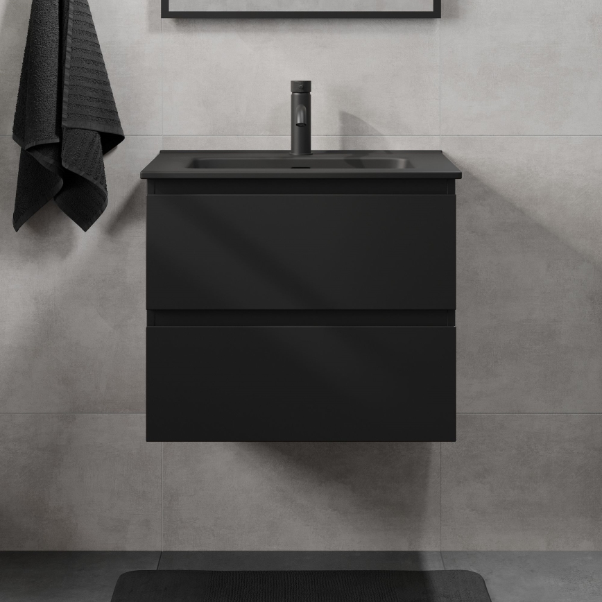 Meuble de salle de bains avec lavabo KENWOOD 61 cm noir