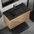Meuble de salle de bains avec lavabo KENWOOD 91 cm chêne/noir