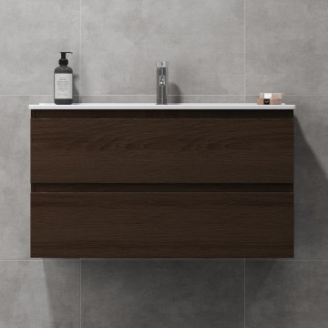 Meuble de salle de bains avec lavabo KENWOOD 91x50x47 cm, finition noyer