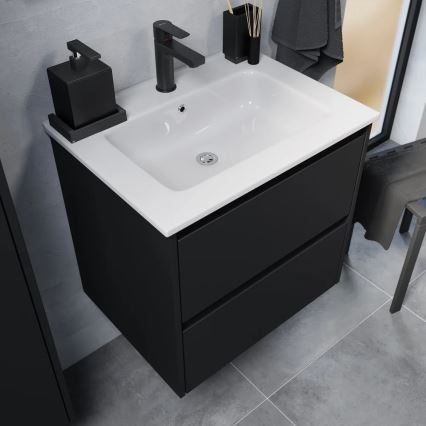 Meuble de salle de bains avec lavabo LYKE 60 cm noir