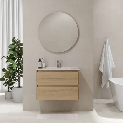 Meuble de salle de bains avec lavabo LYKE 80 cm chêne