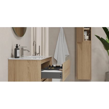 Meuble de salle de bains avec lavabo LYKE 80 cm chêne