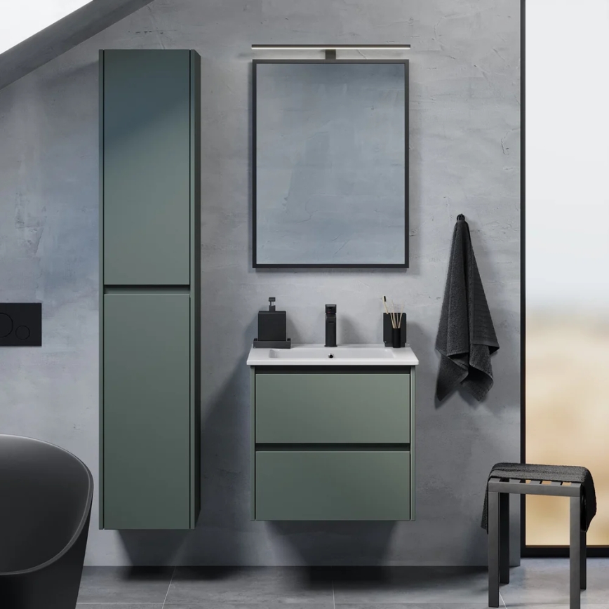 Meuble de salle de bains avec lavabo MOLDE 60x55x46 cm, vert