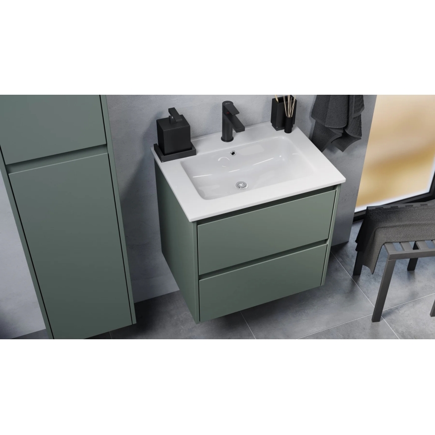 Meuble de salle de bains avec lavabo MOLDE 60x55x46 cm, vert