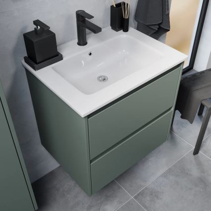Meuble de salle de bains avec lavabo MOLDE 60x55x46 cm, vert