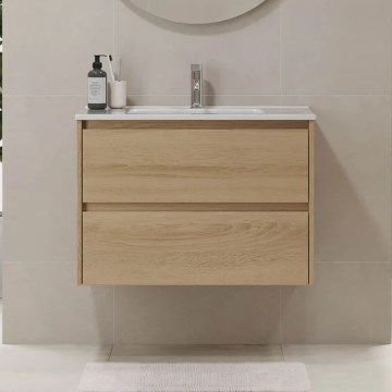 Meuble de salle de bains avec lavabo MOLDE 80 cm chêne