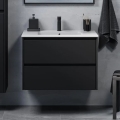 Meuble de salle de bains avec lavabo MOLDE 80 cm noir
