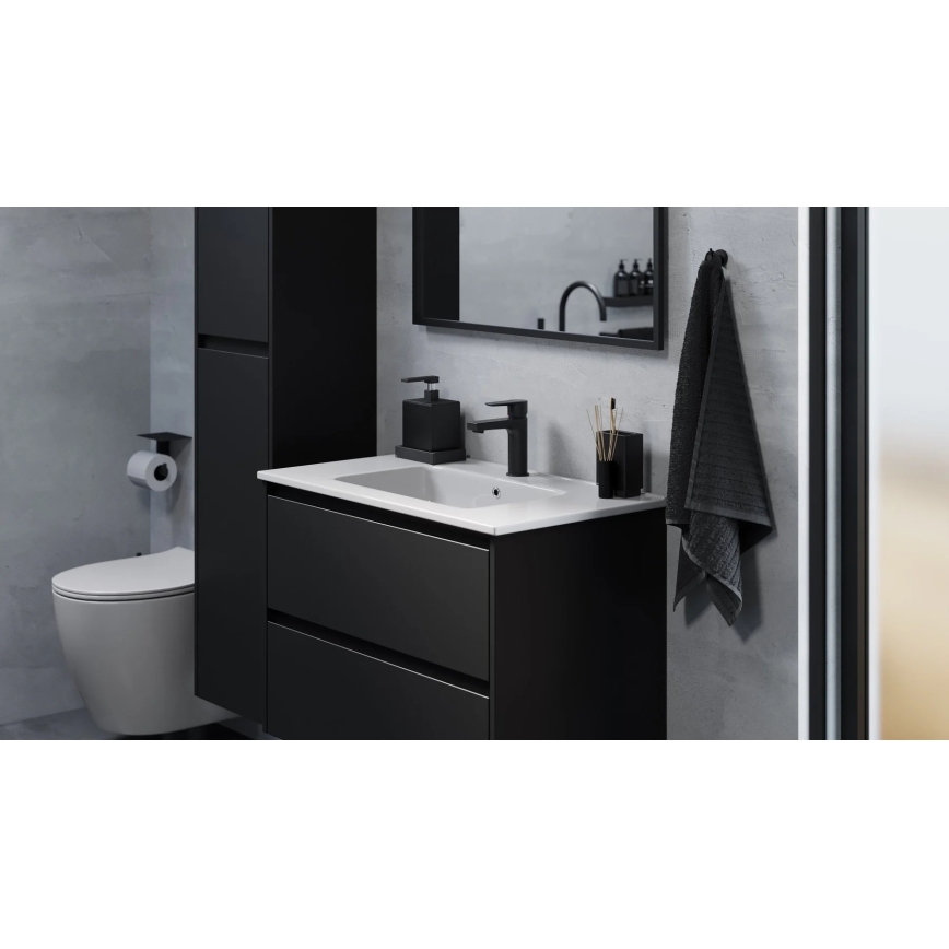 Meuble de salle de bains avec lavabo MOLDE 80 cm noir