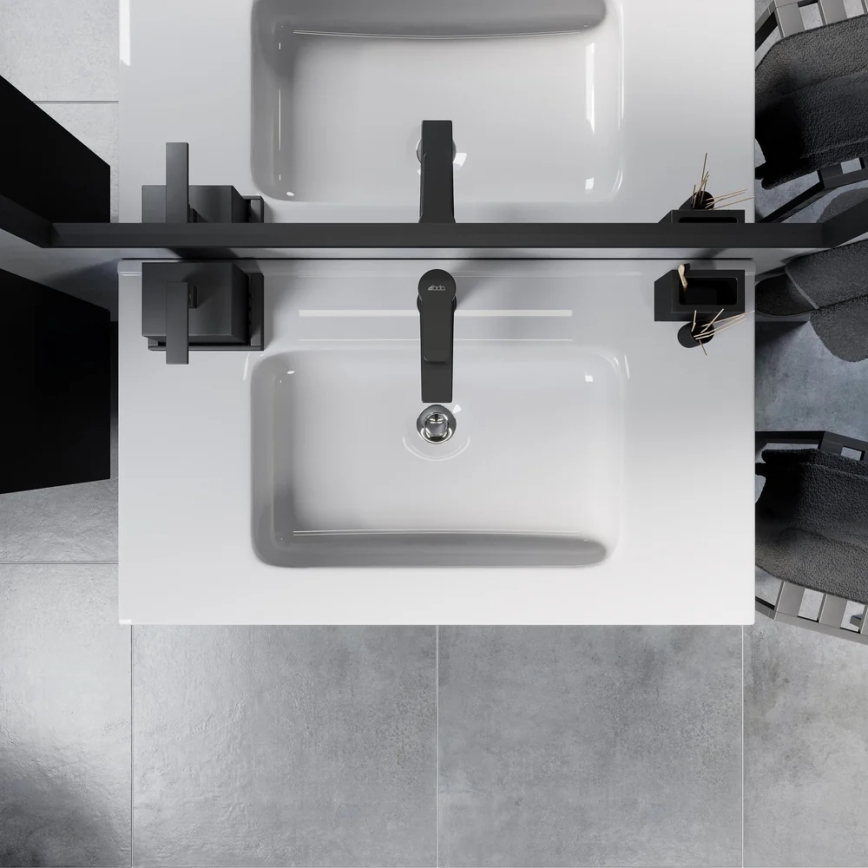 Meuble de salle de bains avec lavabo MOLDE 80 cm noir