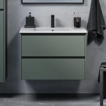 Meuble de salle de bains avec lavabo MOLDE 80x55x46 cm vert