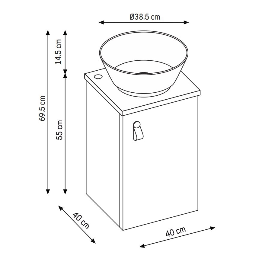 Meuble de salle de bains avec lavabo TAARNHOLM, noir