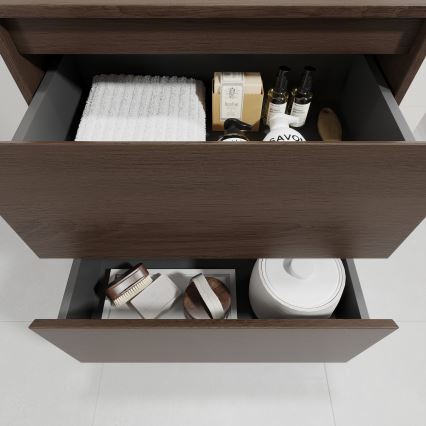 Meuble de salle de bains avec lavabo TRONDHEIM/DRAMMEN 60x57x46 cm noyer/blanc