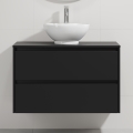 Meuble de salle de bains avec lavabo TRONDHEIM/DRAMMEN 90 x 57 x 46 cm noir/blanc