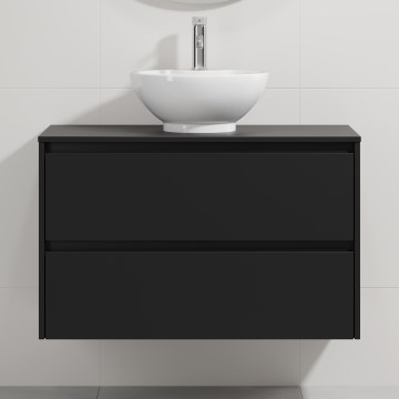 Meuble de salle de bains avec lavabo TRONDHEIM/DRAMMEN 90 x 57 x 46 cm noir/blanc