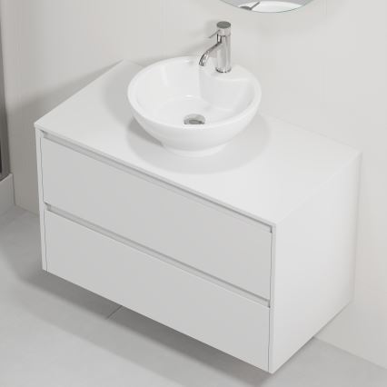 Meuble de salle de bains avec lavabo TRONDHEIM/DRAMMEN 90x57x46 cm blanc
