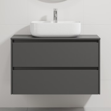 Meuble de salle de bains avec lavabo TRONDHEIM/KRISTIANSAND 90x57x46 cm anthracite/blanc