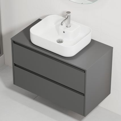 Meuble de salle de bains avec lavabo TRONDHEIM/KRISTIANSAND 90x57x46 cm anthracite/blanc