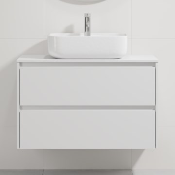 Meuble de salle de bains avec lavabo TRONDHEIM/KRISTIANSAND 90x57x46 cm blanc