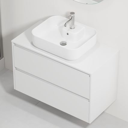 Meuble de salle de bains avec lavabo TRONDHEIM/KRISTIANSAND 90x57x46 cm blanc
