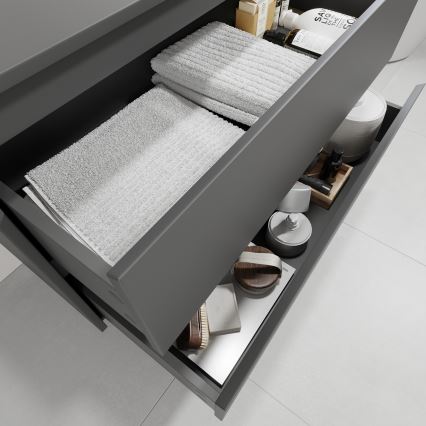 Meuble de salle de bains avec lavabo TRONDHEIM/LJORDAL 90x57x46 cm anthracite/noir