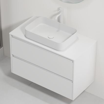 Meuble de salle de bains avec lavabo TRONDHEIM/LJORDAL 90x57x46 cm blanc