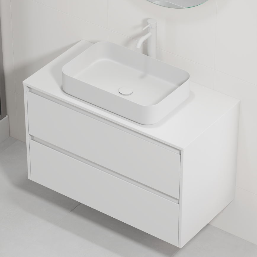 Meuble de salle de bains avec lavabo TRONDHEIM/LJORDAL 90x57x46 cm blanc