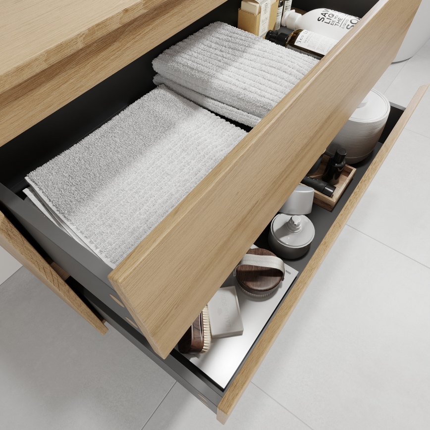 Meuble de salle de bains avec lavabo TRONDHEIM/LJORDAL 90x57x46 cm chêne/blanc
