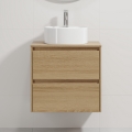 Meuble de salle de bains avec lavabo TRONDHEIM/VIKEDAL 60 x 57 x 46 cm chêne/blanc