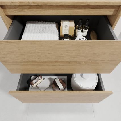 Meuble de salle de bains avec lavabo TRONDHEIM/VIKEDAL 60 x 57 x 46 cm chêne/blanc