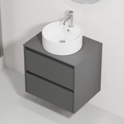 Meuble de salle de bains avec lavabo TRONDHEIM/VIKEDAL 60x57x46 cm anthracite/blanc