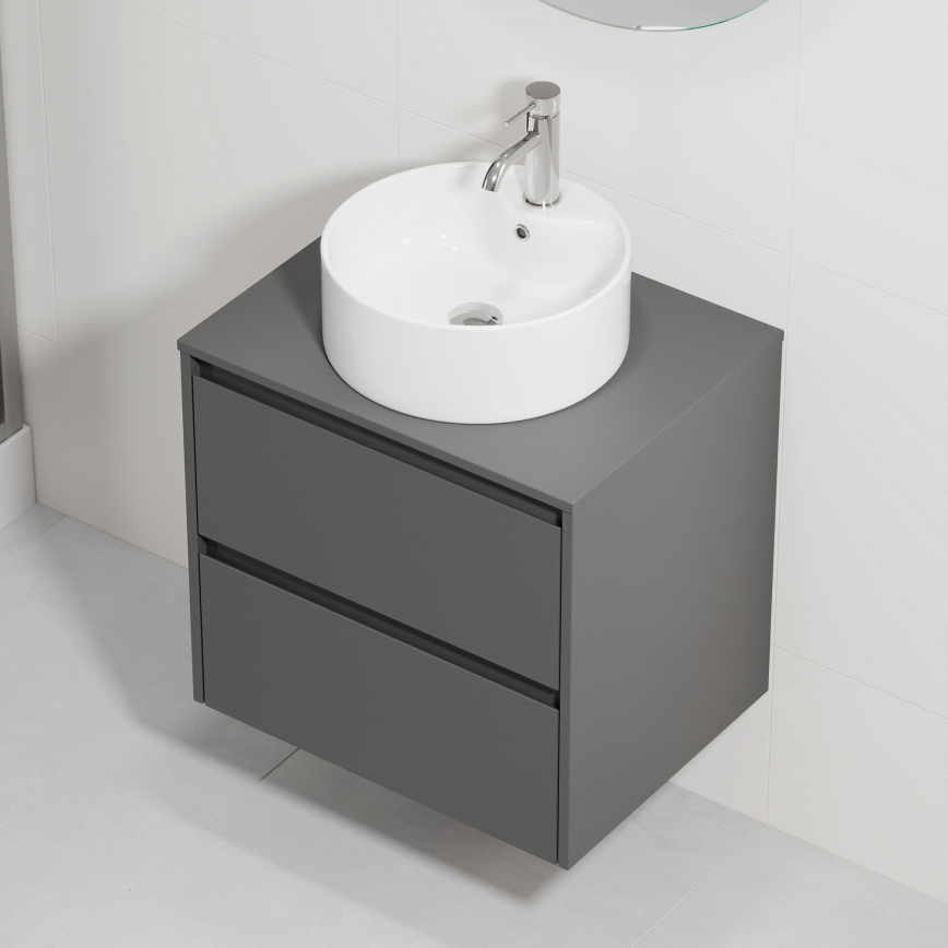 Meuble de salle de bains avec lavabo TRONDHEIM/VIKEDAL 60x57x46 cm anthracite/blanc