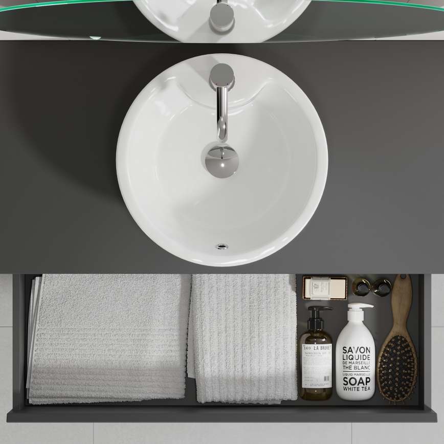 Meuble de salle de bains avec lavabo TRONDHEIM/VIKEDAL 60x57x46 cm anthracite/blanc