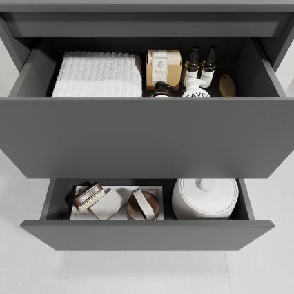Meuble de salle de bains avec lavabo TRONDHEIM/VIKEDAL 60x57x46 cm anthracite/blanc