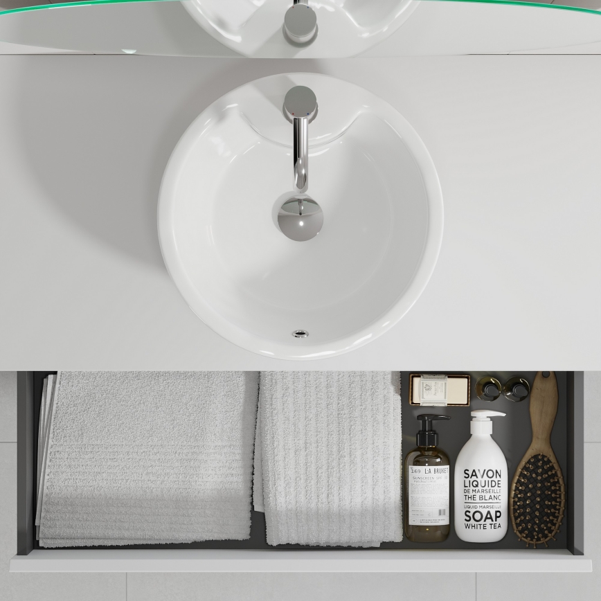 Meuble de salle de bains avec lavabo TRONDHEIM/VIKEDAL 60x57x46 cm blanc