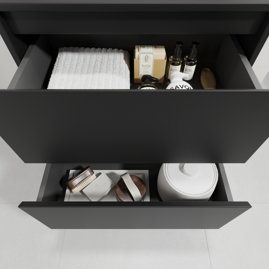 Meuble de salle de bains avec lavabo TRONDHEIM/VIKEDAL 60x57x46 cm noir/blanc