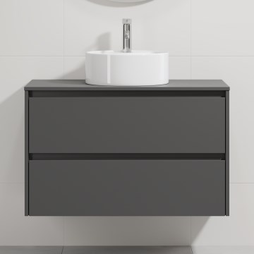 Meuble de salle de bains avec lavabo TRONDHEIM/VIKEDAL 90x57x46 cm anthracite/blanc