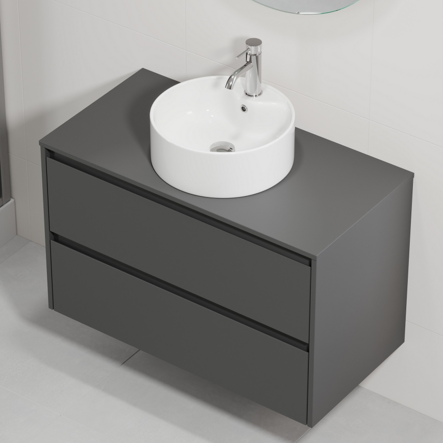 Meuble de salle de bains avec lavabo TRONDHEIM/VIKEDAL 90x57x46 cm anthracite/blanc