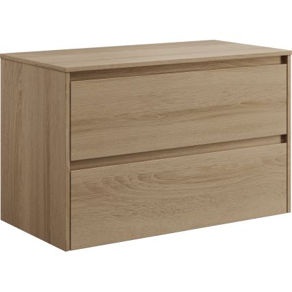 Meuble de salle de bains avec lavabo TRONDHEIM/VIKEDAL 90x57x46 cm chêne/blanc