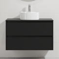 Meuble de salle de bains avec lavabo TRONDHEIM/VIKEDAL 90x57x46 cm noir/blanc