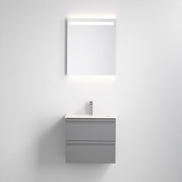 Meuble de salle de bains avec lavabo VEDO + miroir LED LED/10W/230V IP44 gris