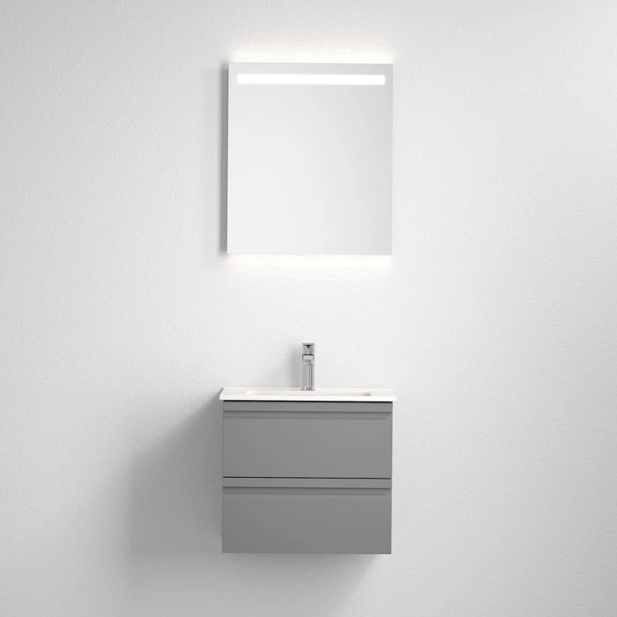 Meuble de salle de bains avec lavabo VEDO + miroir LED LED/10W/230V IP44 gris