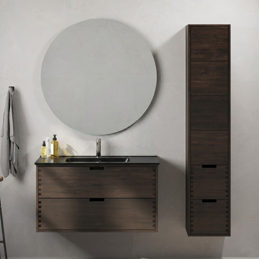 Meuble de salle de bains avec vasque GRIBSKOV 100 cm, marron/chêne/noir